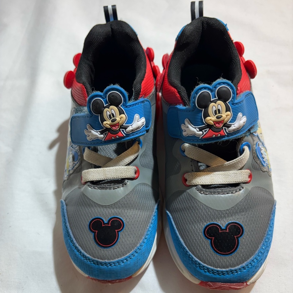 Disney Gray Blue Red Mickey Light-Up Kids Sneakers